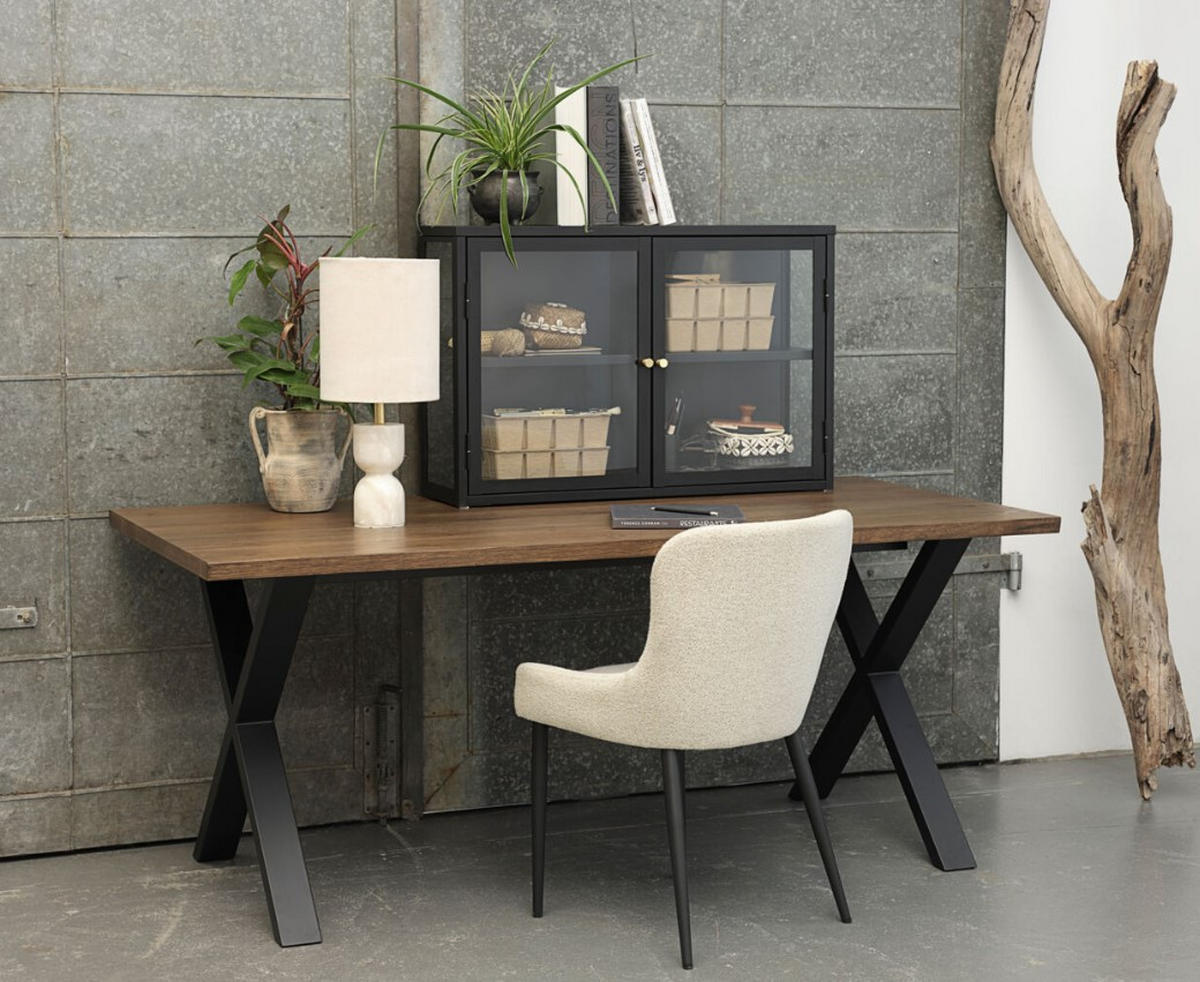 STOL MED ARMSTÖD bouclé  - vit/svart, Design, metall/textil (52/82/60cm) - Best Price