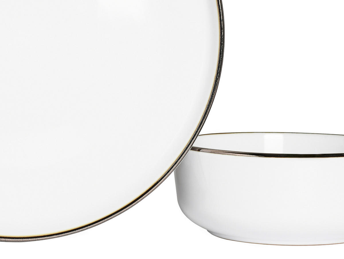 KOMBISERVICE Weiß, Goldfarben Nordic Festive Weiss 16-teilig 4 Personen  - Goldfarben/Weiß, Basics, Keramik - Creatable