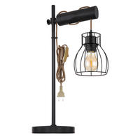STOLNÍ LAMPA, E27, 33/18/55 cm - černá, Basics, kov/dřevo (33/18/55cm) - Globo