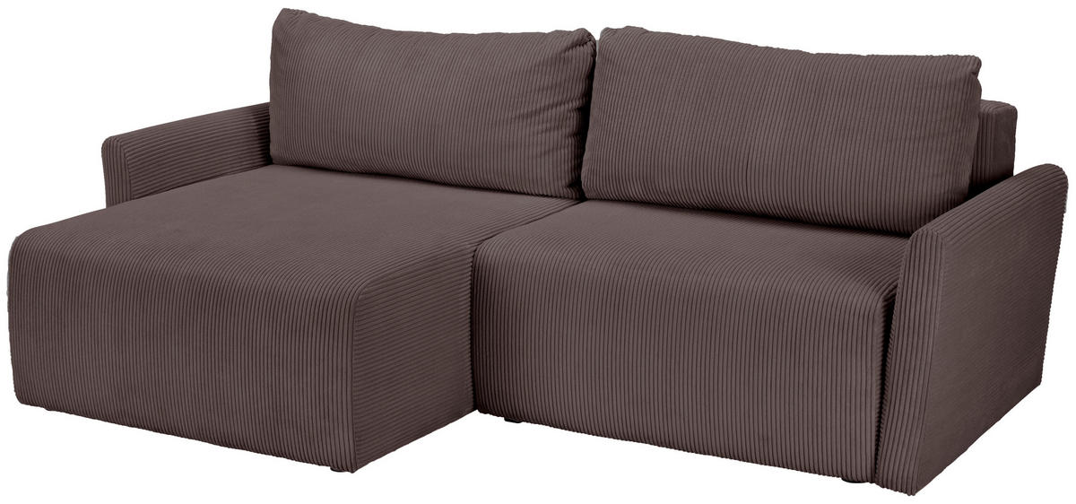ECKSOFA in Cord Braun  - Schwarz/Braun, Konventionell, Kunststoff/Textil (228/146cm) - MID.YOU