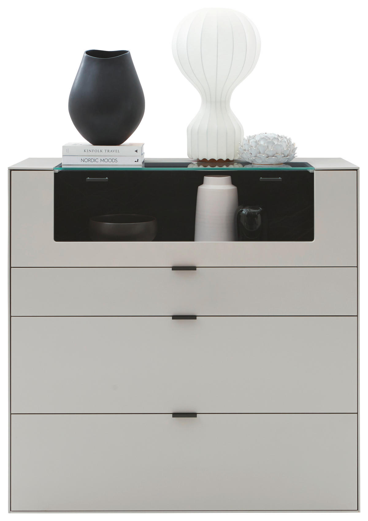 HIGHBOARD Hellgrau  121,9/121,5/45,2 cm  - Hellgrau/Schwarz, Design, Glas/Keramik (121,9/121,5/45,2cm) - Dieter Knoll