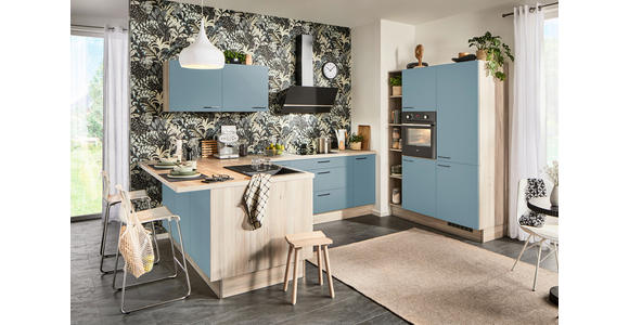 ECKKÜCHE  in Hellbraun, Pastellblau  - Hellbraun/Pastellblau, Design, Holzwerkstoff/Metall (192/280/150cm) - Xora