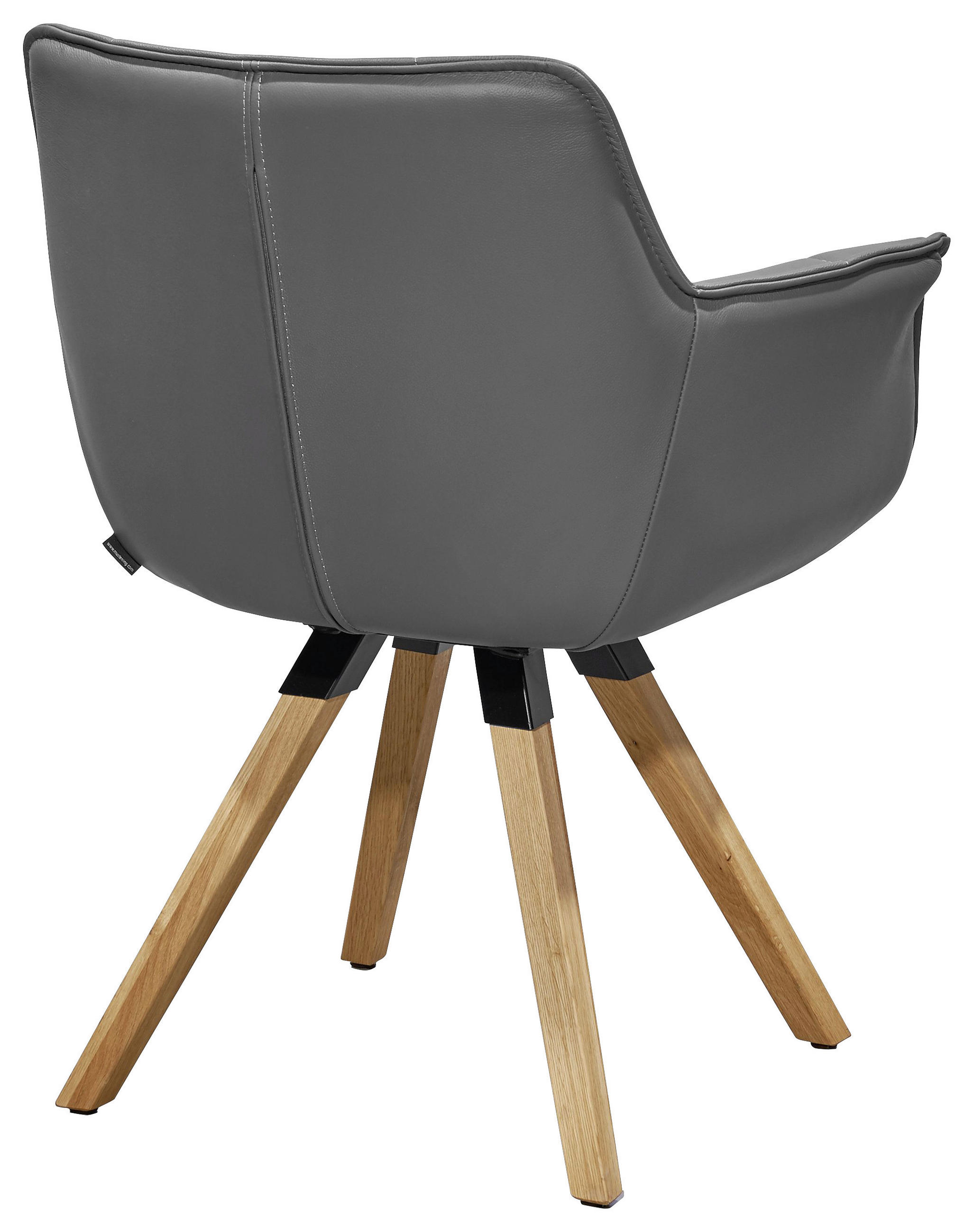 Thumbnail - Musterring Armlehnstuhl, Dunkelgrau, Leder, Echtleder, Rindleder, Wildeiche, massiv, eckig, Stativgestell, 67x85x60 cm, ...