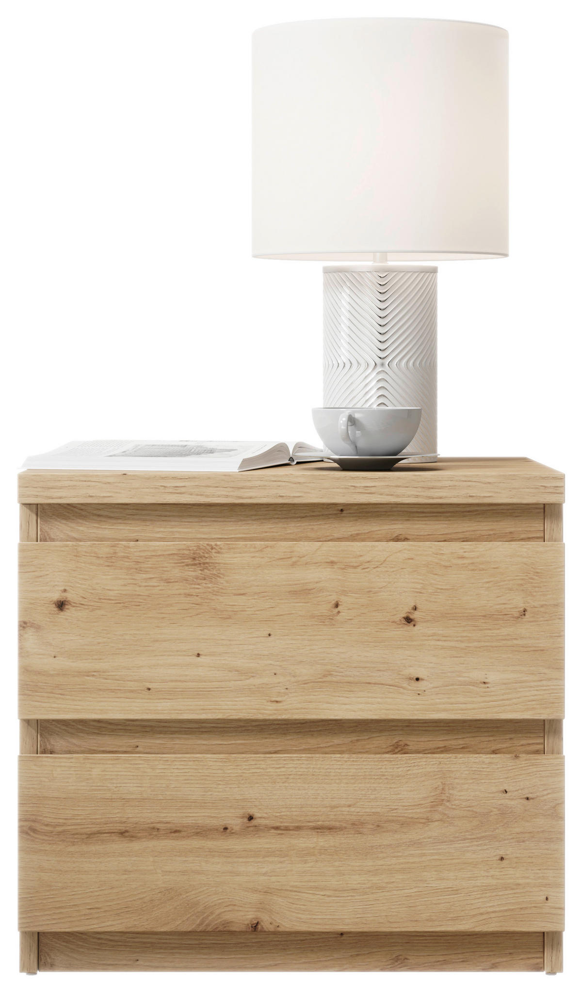 NACHTSCHRANK 45/43,6/38 cm  - Eichefarben/Schwarz, Basics, Holzwerkstoff/Kunststoff (45/43,6/38cm) - MID.YOU