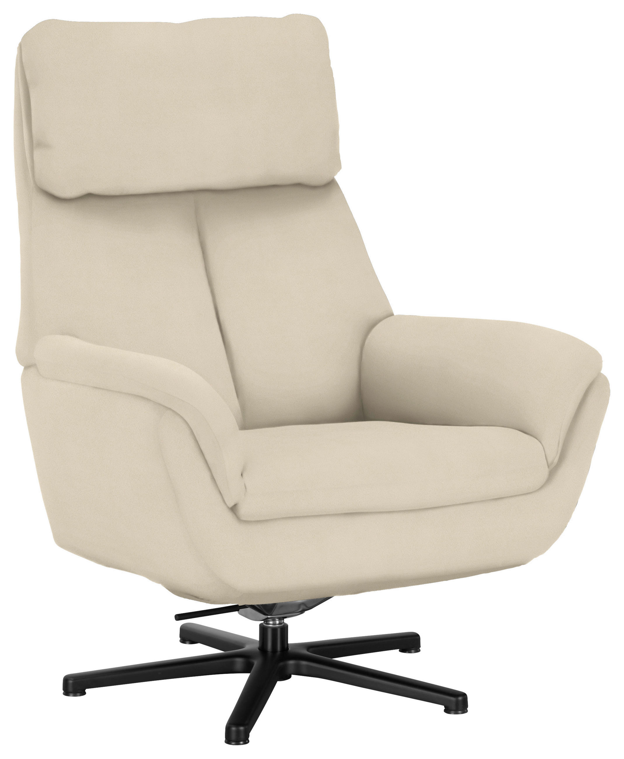 RELAXSESSEL in Textil Creme, Naturfarben  - Creme/Schwarz, Design, Textil/Metall (79/108/89cm) - Beldomo Style