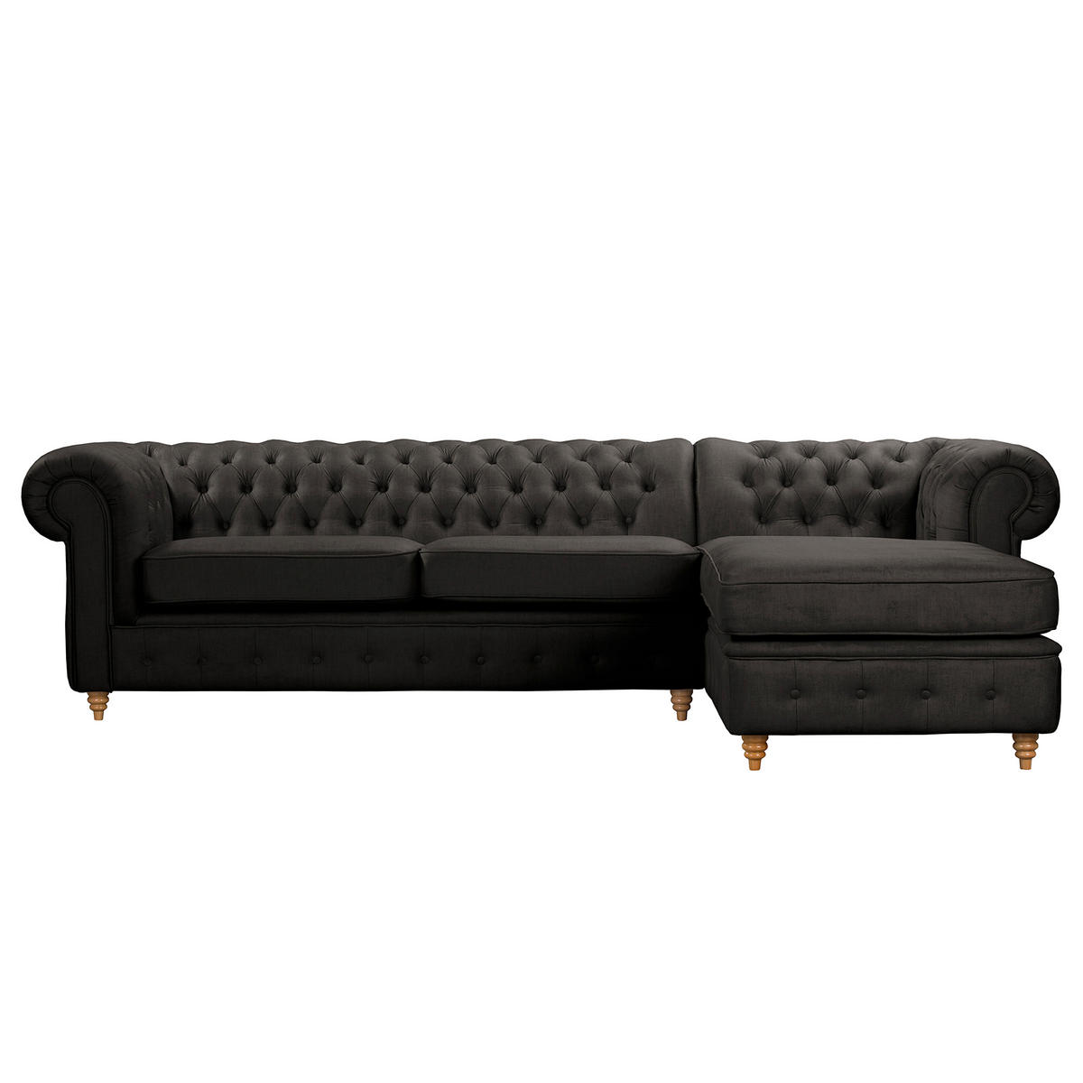 ECKSOFA Laura in Mikrofaser Anthrazit  284/182 cm  - Anthrazit/Braun, Design, Holz/Textil (284/182cm) - P & B