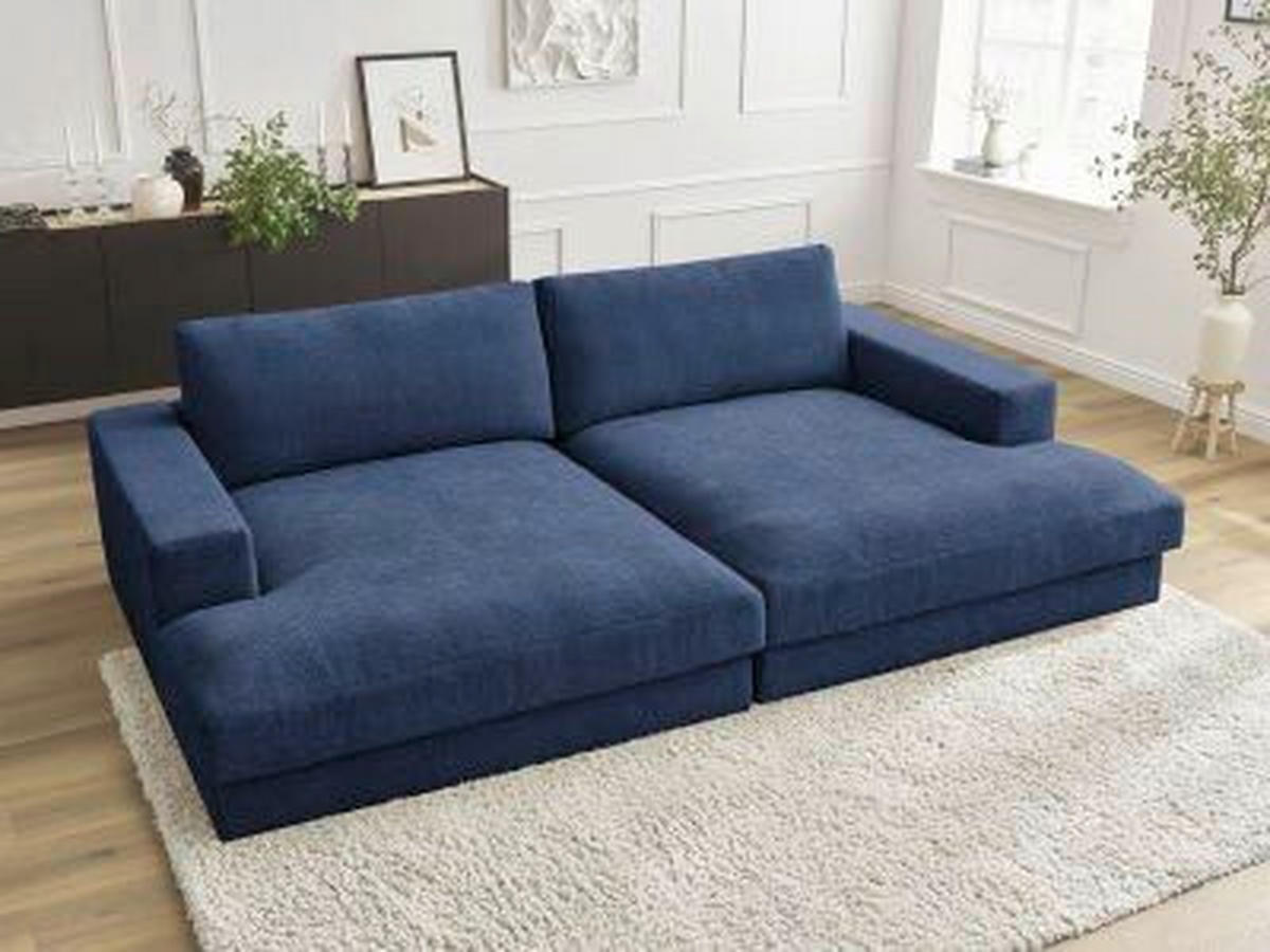 BIGSOFA LEONARD Struktur Dunkelblau  - Schwarz/Dunkelblau, MODERN, Kunststoff/Textil (274/77/159cm)