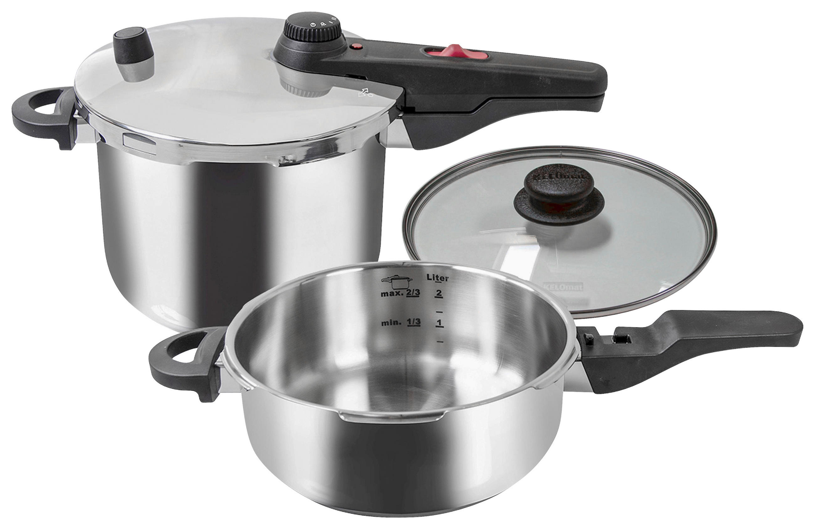 SCHNELLKOCHTOPFSET  KELOMAT ALFA  - KONVENTIONELL, Metall (46,50/28,50/32,50cm) - Kelomat