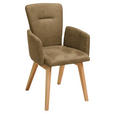 ARMLEHNSTUHL  Lederauswahl, Stoffauswahl, Typenauswahl Mikrofaser  Eichefarben, Olivgrün  - Eichefarben/Olivgrün, KONVENTIONELL, Holz/Textil (57/91/66cm) - Dieter Knoll