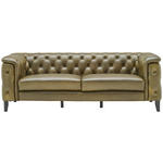 CHESTERFIELD-SOFA  in Echtleder Grün  - Schwarz/Grün, LIFESTYLE, Leder/Holz (220/77/91cm) - Ambia Home