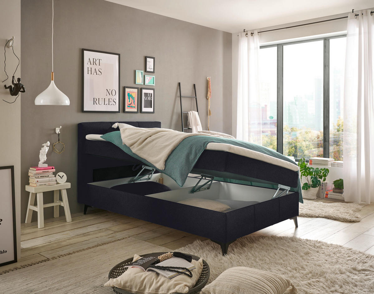 BOXBETT 120/200 cm  in Schwarz  - Schwarz, Basics, Holzwerkstoff/Textil (120/200cm) - Xora