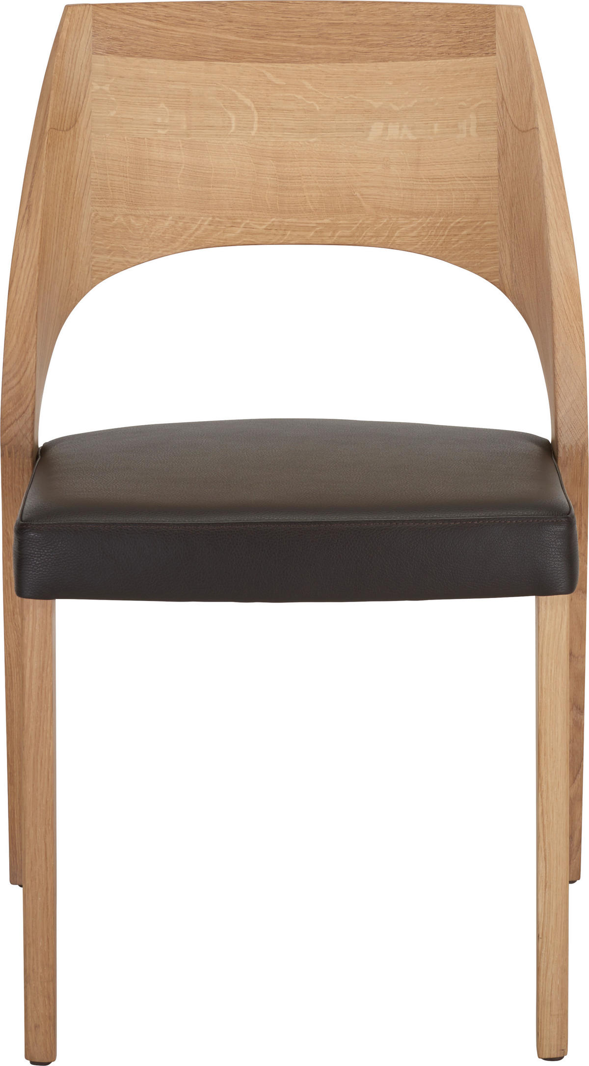 STUHL  in Echtleder pigmentiert  - Eichefarben/Dunkelbraun, Natur, Leder/Holz (54/86/61cm) - Voglauer