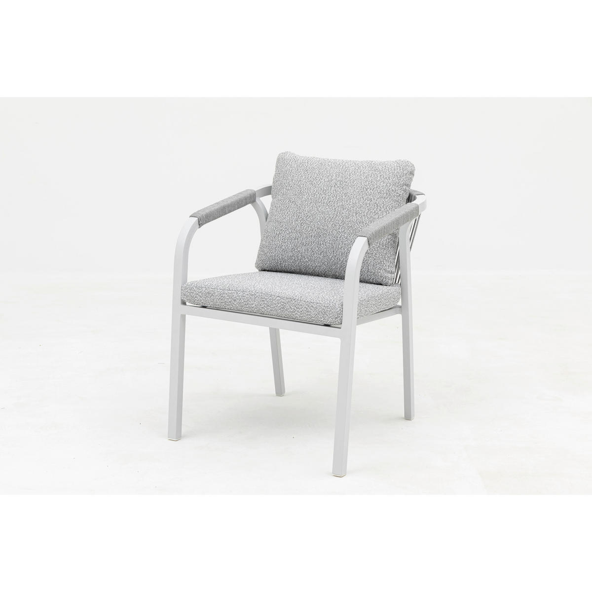 DINING-LOUNGESET  - Weiß/Grau, MODERN, Glas/Textil - Gardenson