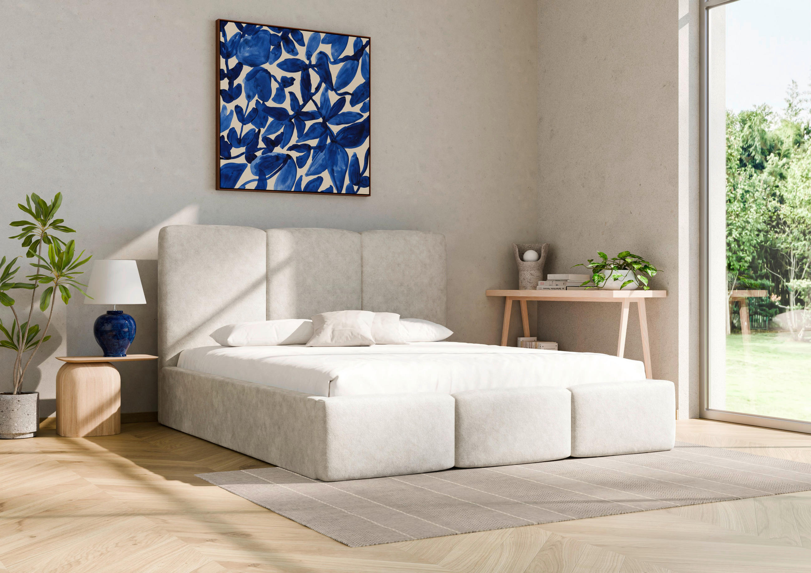 POLSTERBETT Lattenrost, Bettkasten 180/200 cm  in Naturfarben  - Schwarz/Naturfarben, Design, Holz/Textil (180/200cm) - Boxxx