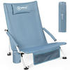STRANDSTUHL Stahl Blau, Silberfarben  - Blau/Silberfarben, Basics, Textil/Metall (55/60/65cm) - Modante