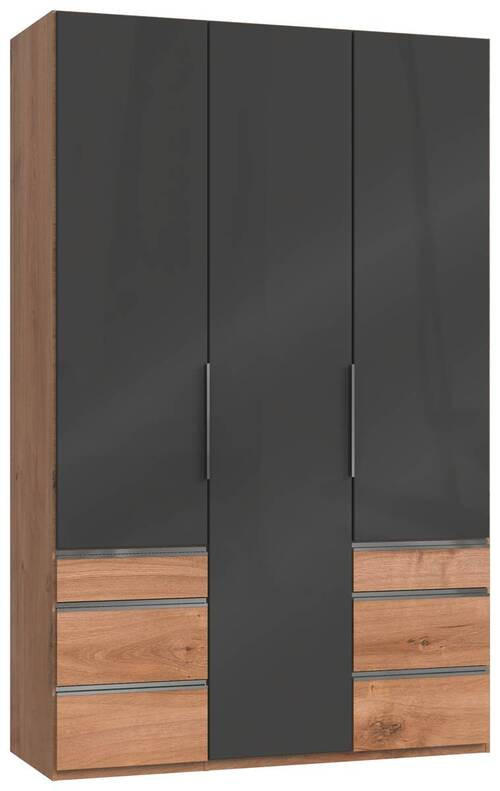 DREHTÜRENSCHRANK in Grau, Eichefarben - Chromfarben/Eichefarben, Modern, Glas/Holzwerkstoff (150/236/58cm) - MID.YOU