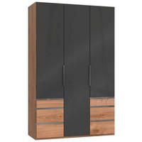 DREHTÜRENSCHRANK in Grau, Eichefarben  - Chromfarben/Eichefarben, Modern, Glas/Holzwerkstoff (150/236/58cm) - MID.YOU