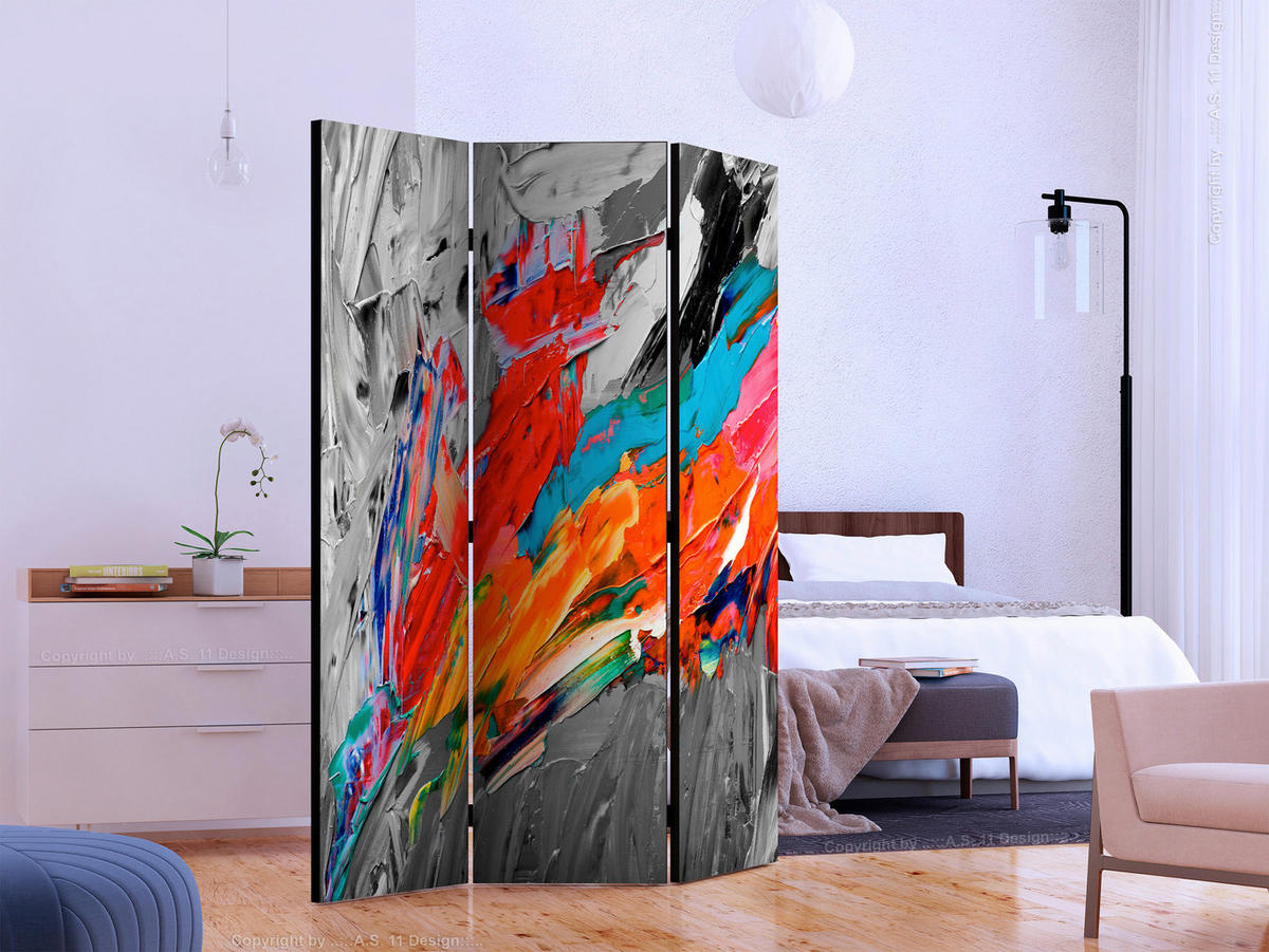 SKÄRMVÄGG  i trä, textil  pärlemor  - pärlemor, Basics, trä/textil (135/172/3cm) - artgeist