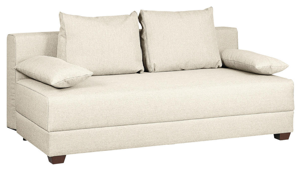 SCHLAFSOFA in Webstoff Creme  - Dunkelbraun/Creme, Design, Holz/Textil (202/85/110cm) - MID.YOU