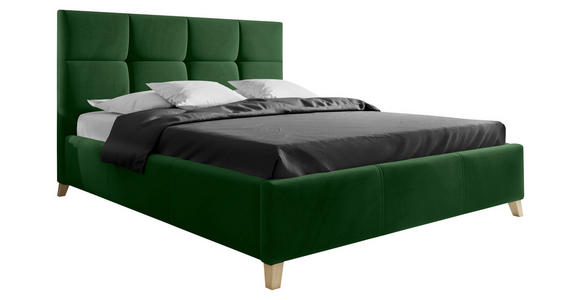 POLSTERBETT Lattenrost, Bettkasten Dunkelgrün 140/220 cm  - Dunkelgrün/Buchefarben, KONVENTIONELL, Holz/Textil (140/220cm) - Carryhome