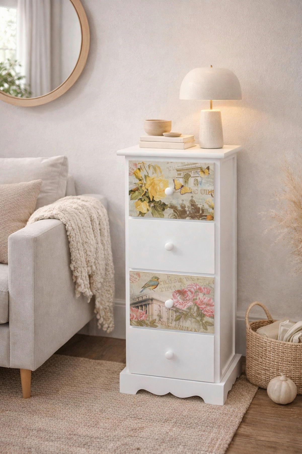 KOMMODE , , 4 Schublade(n)  - Weiß, Design, Holzwerkstoff (25/30/77cm) - MID.YOU