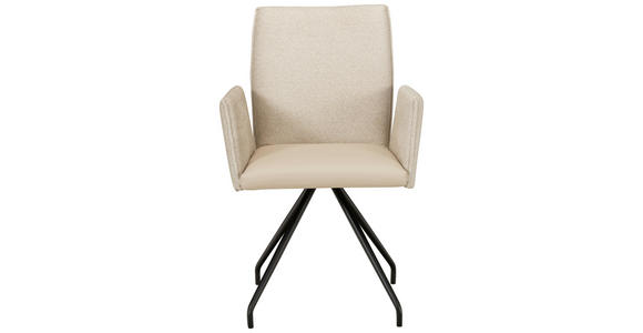 ARMLEHNSTUHL in Stahl Mikrofaser, Webstoff - Hellbraun/Beige, Design, Textil/Metall (49/91/60cm) - Moderano