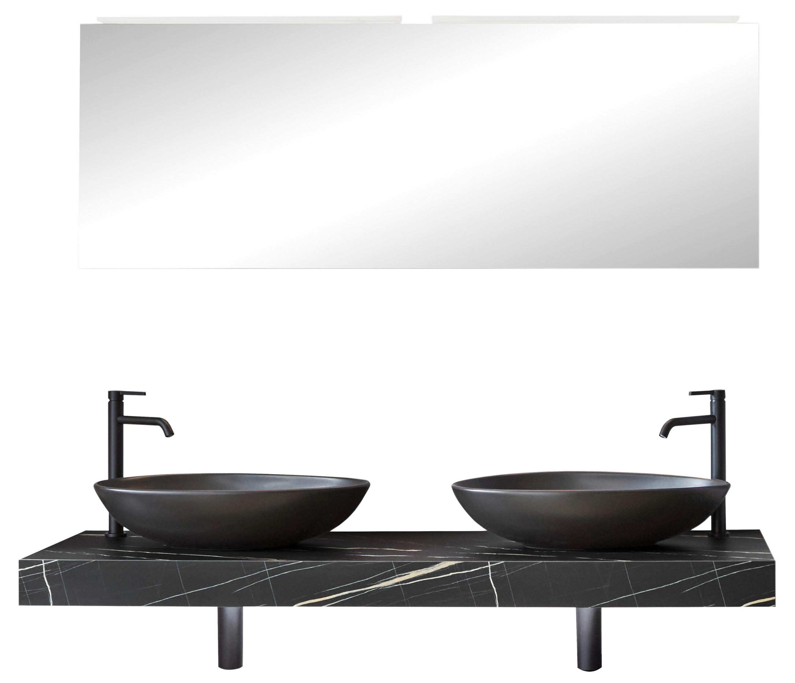 BADEZIMMER 6-teilig  in 160,3 cm  - Schwarz, MODERN, Keramik/Holzwerkstoff (160,3cm) - Celina Home
