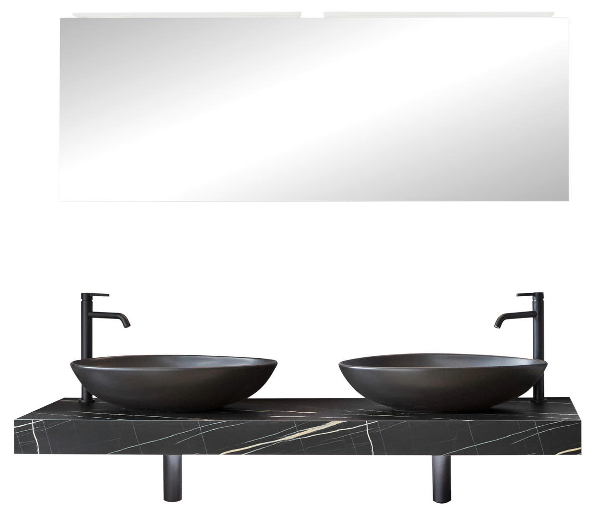BADEZIMMER 6-teilig  in 160,3 cm  - Schwarz, MODERN, Keramik/Holzwerkstoff (160,3cm) - Celina Home
