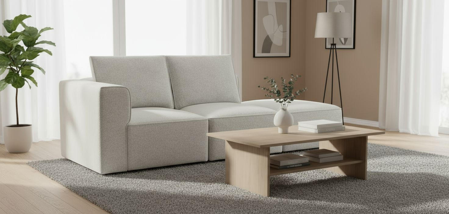 SOFAELEMENT Fleece Beige  - Beige/Schwarz, Design, Holz/Kunststoff (70,5/65/90cm) - Livetastic