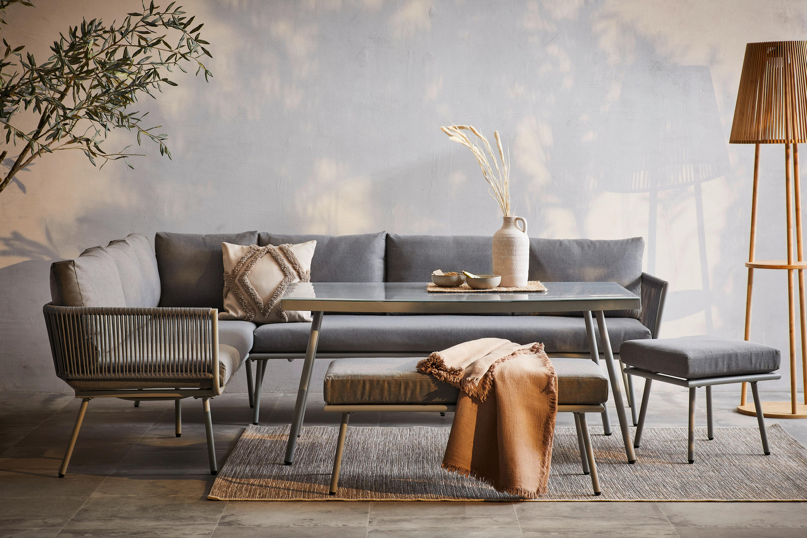 Ambia Garden Dining-Loungeset Grau 252x190 cm