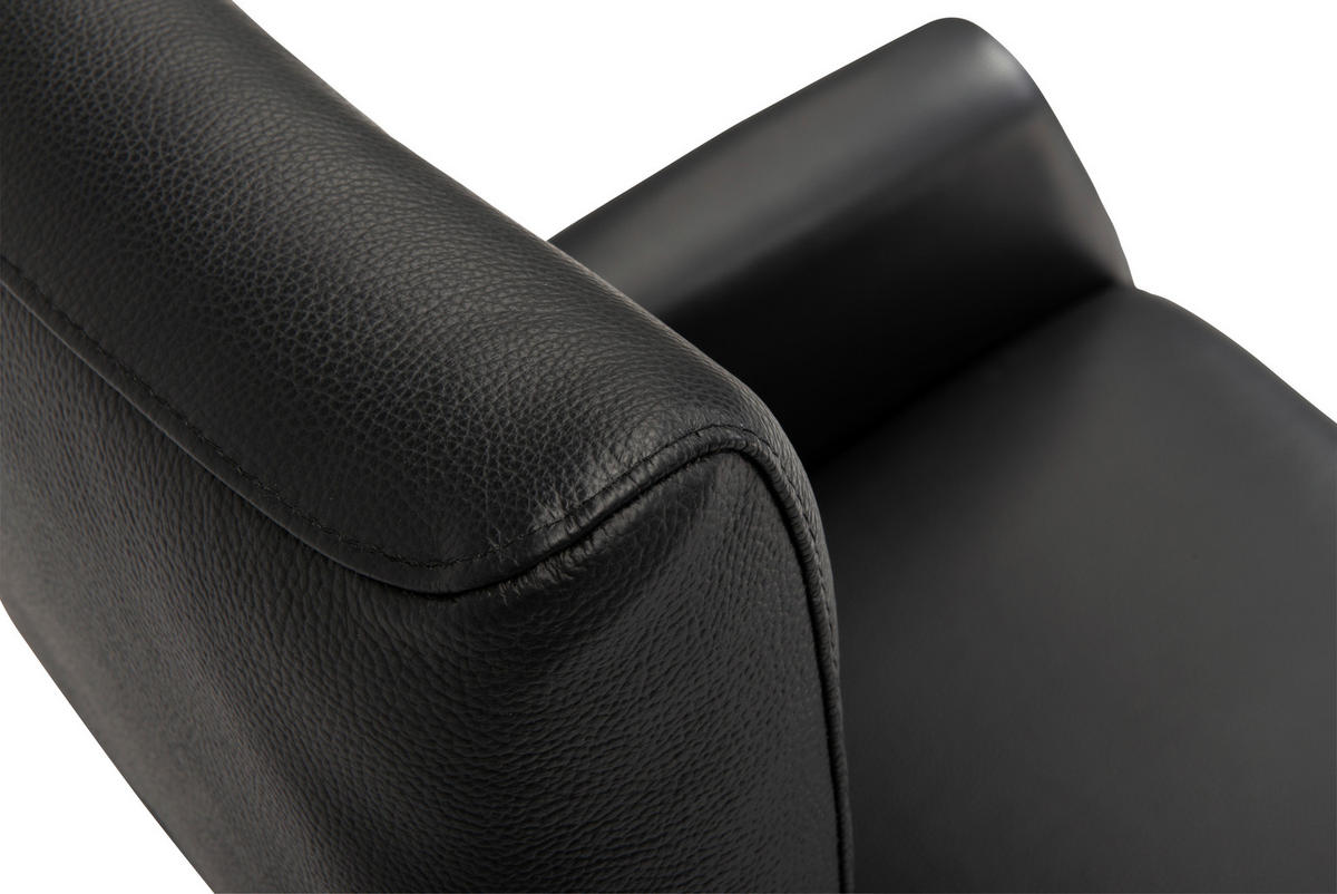 RELAXSESSEL Echtleder Relaxfunktion, Fußteilverstellung    - Silberfarben/Schwarz, Design, Leder/Metall (73/105/82cm) - Welnova