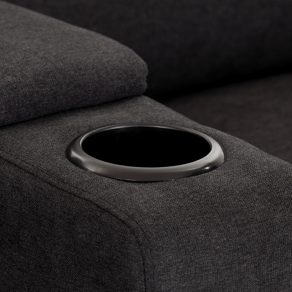 HEIMKINO-SOFA Mikrofaser Anthrazit  - Anthrazit/Schwarz, KONVENTIONELL, Kunststoff/Textil (164/107/90cm) - MID.YOU