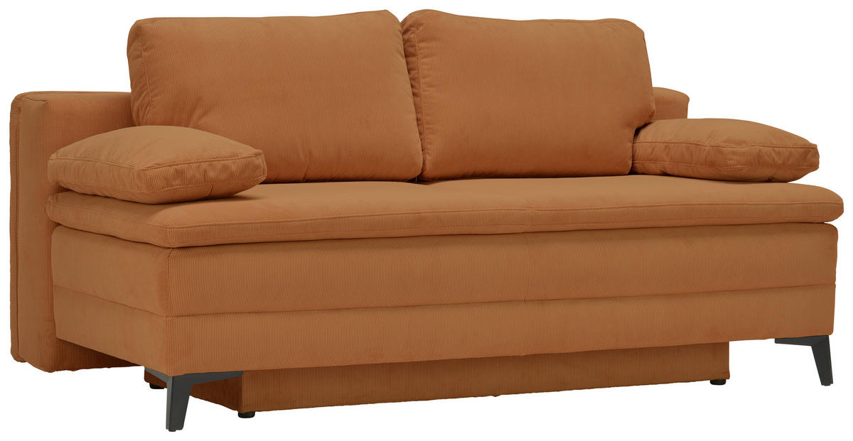 BOXSPRINGSOFA in Cord Rostfarben  - Rostfarben/Schwarz, Design, Textil/Metall (200/100/108cm) - Novel