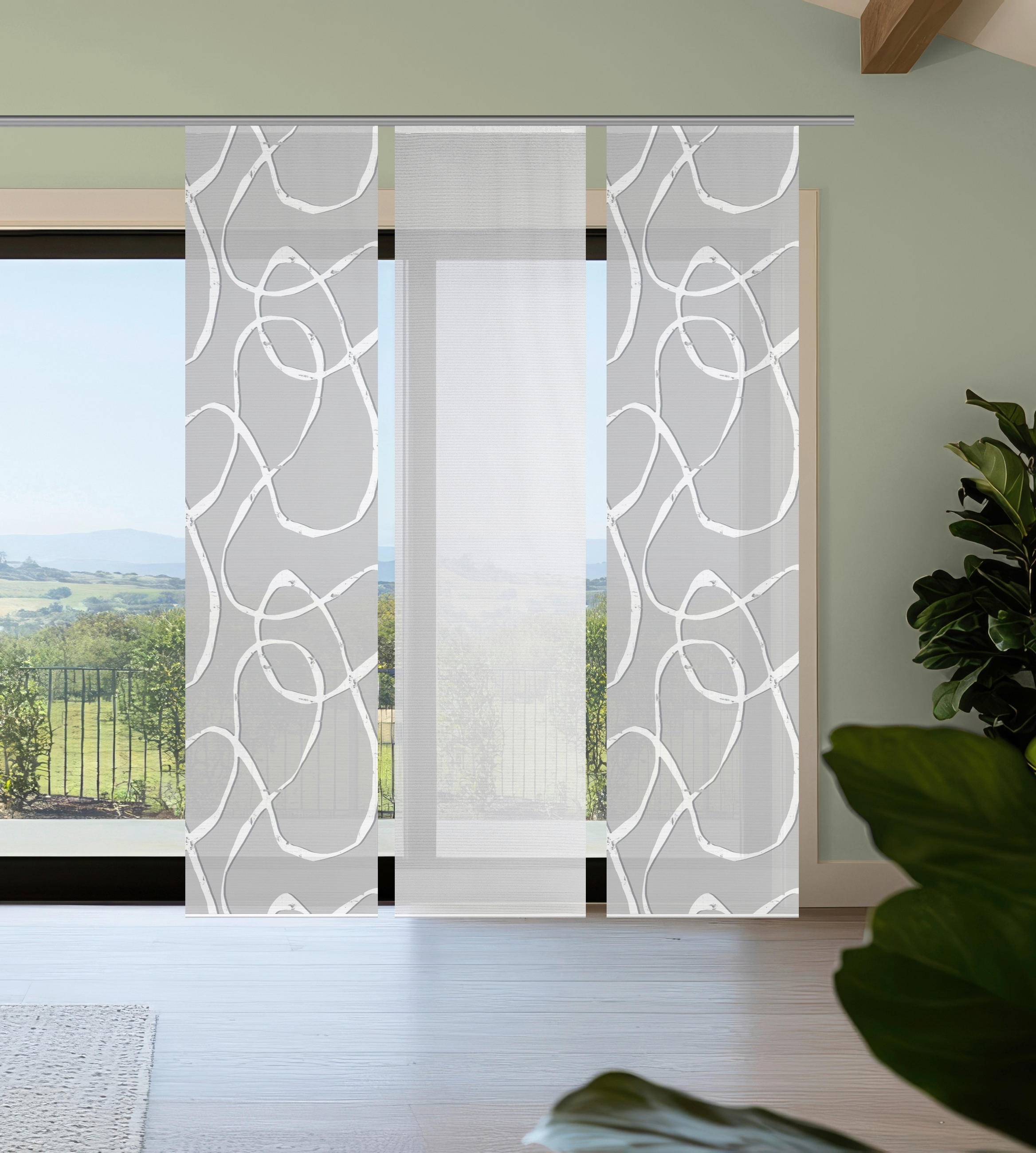FLÄCHENVORHANG  3 Stück  blickdicht  60/260 cm   - Hellgrau/Weiß, KONVENTIONELL, Textil (60/260cm)