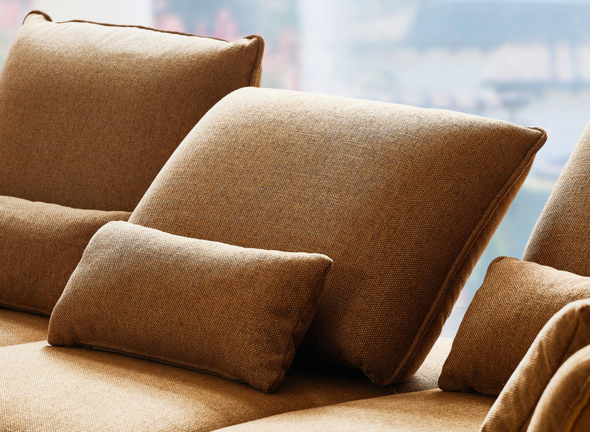 ECKSOFA in Flachgewebe Orange  - Schwarz/Orange, Design, Textil/Metall (191/301cm) - Moderano