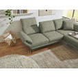 ECKSOFA  in Flachgewebe Salbeigrün Armteilverstellung, Relaxfunktion, Drehsitzfunktion  255-365/175-224 cm  - Salbeigrün/Schwarz, Design, Textil/Metall (255-365/175-224cm) - Dieter Knoll