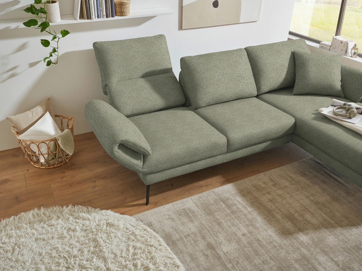 ECKSOFA  in Flachgewebe Salbeigrün  255-365/175-224 cm  - Salbeigrün/Schwarz, Design, Textil/Metall (255-365/175-224cm) - Dieter Knoll