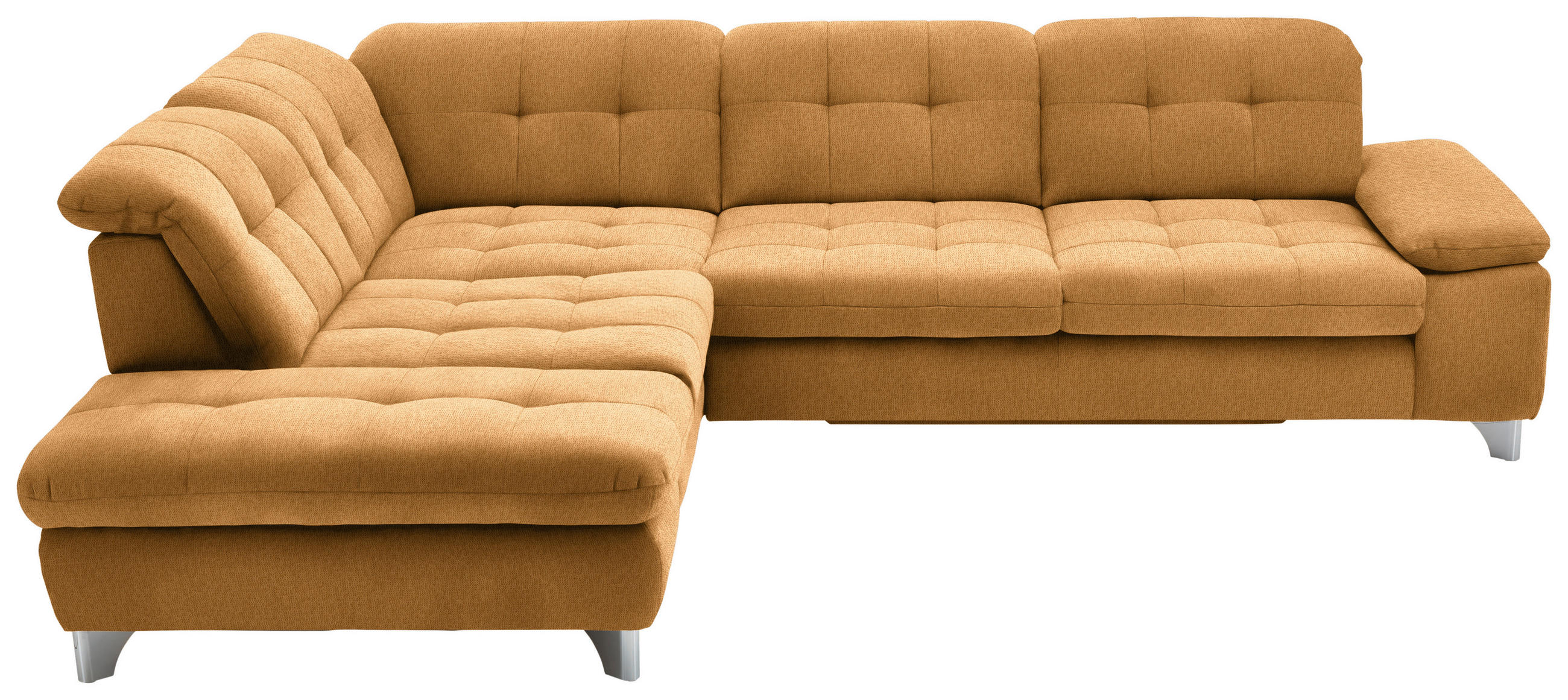 ECKSOFA in Chenille Currygelb  - Chromfarben/Currygelb, Design, Textil/Metall (260/310cm) - Beldomo Speed