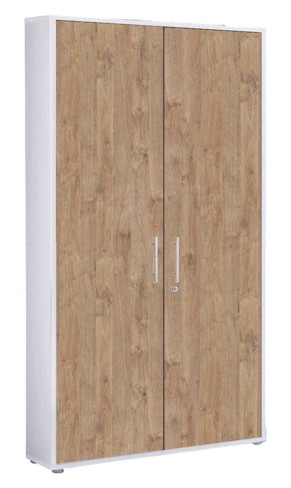 Mid.you Aktenschrank Weiß, Eiche 84.4x185.6x33 cm