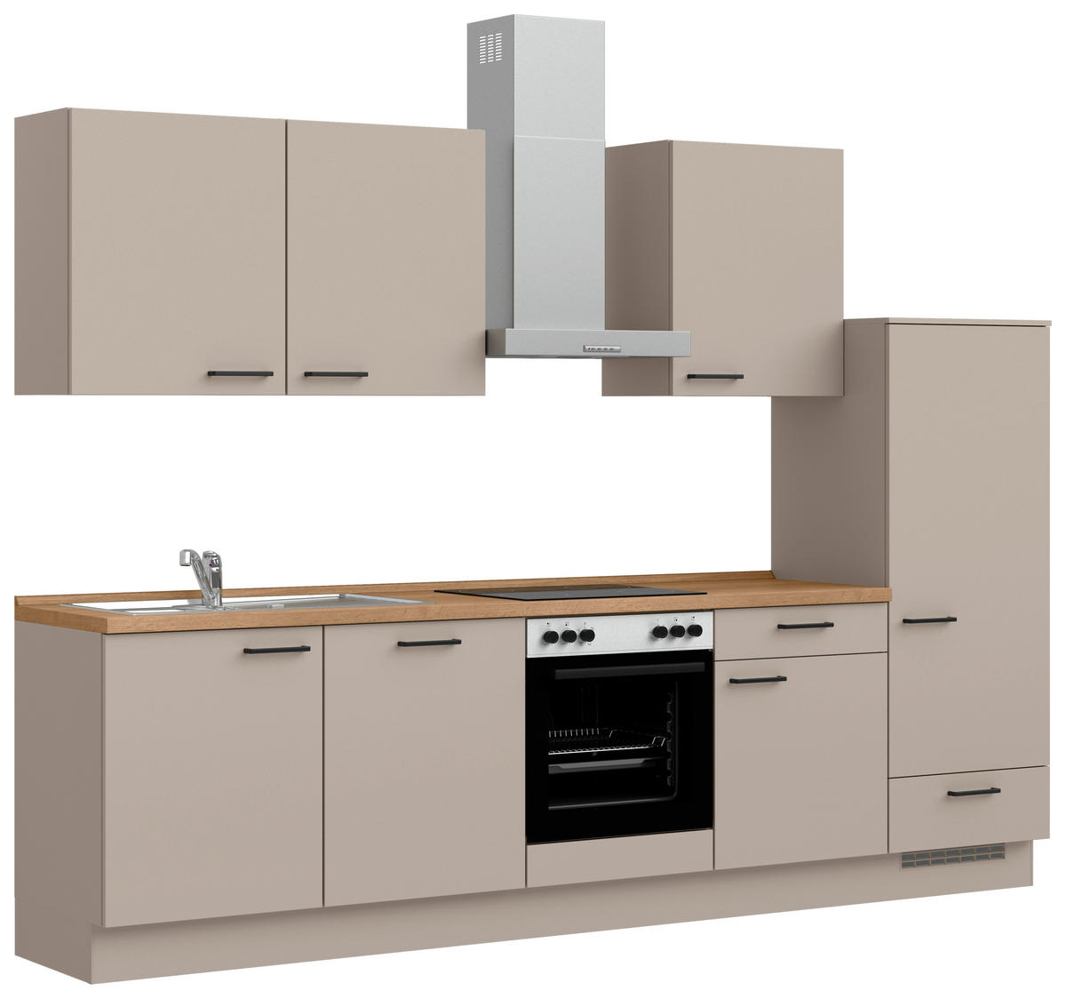 KÜCHENBLOCK Easytouch 300 cm  in Eichefarben, Sandfarben  - Sandfarben/Eichefarben, MODERN, Holzwerkstoff/Metall (300cm) - Nobilia