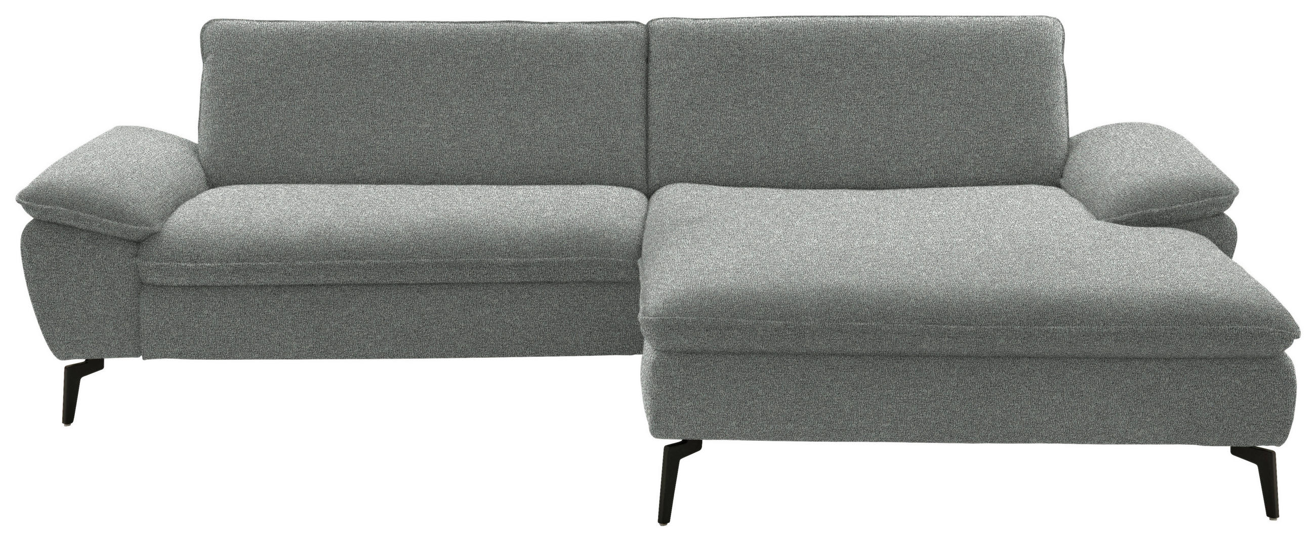 ECKSOFA in Webstoff Grau  - Schwarz/Grau, Design, Textil/Metall (295/197cm) - Valdera