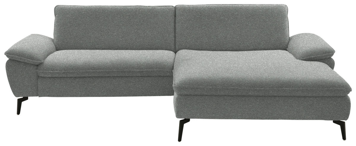 ECKSOFA in Webstoff Grau  - Schwarz/Grau, Design, Textil/Metall (295/197cm) - Valdera
