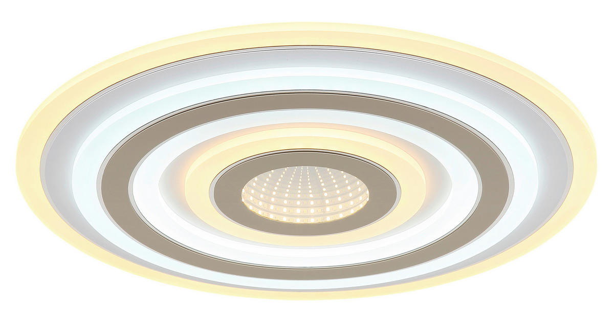 LED-DECKENLEUCHTE Jocelyn 48/5 cm  - Sandfarben/Chromfarben, Design, Kunststoff/Metall (48/5cm) - Globo