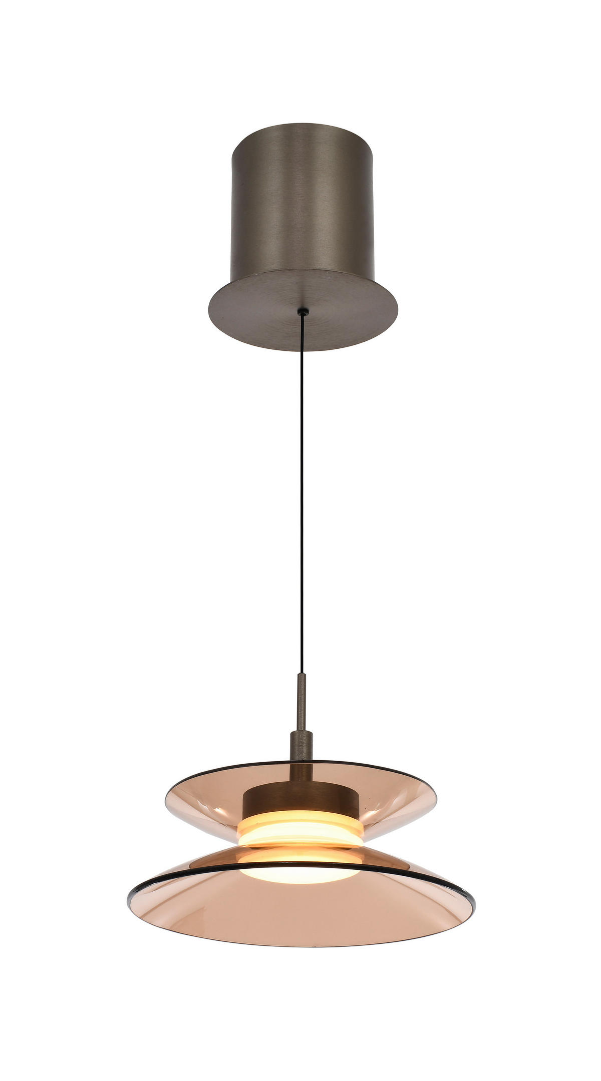 LED-HÄNGELEUCHTE Crema 22/150/22 cm  - Bronzefarben, Design, Glas/Metall (22/150/22cm)