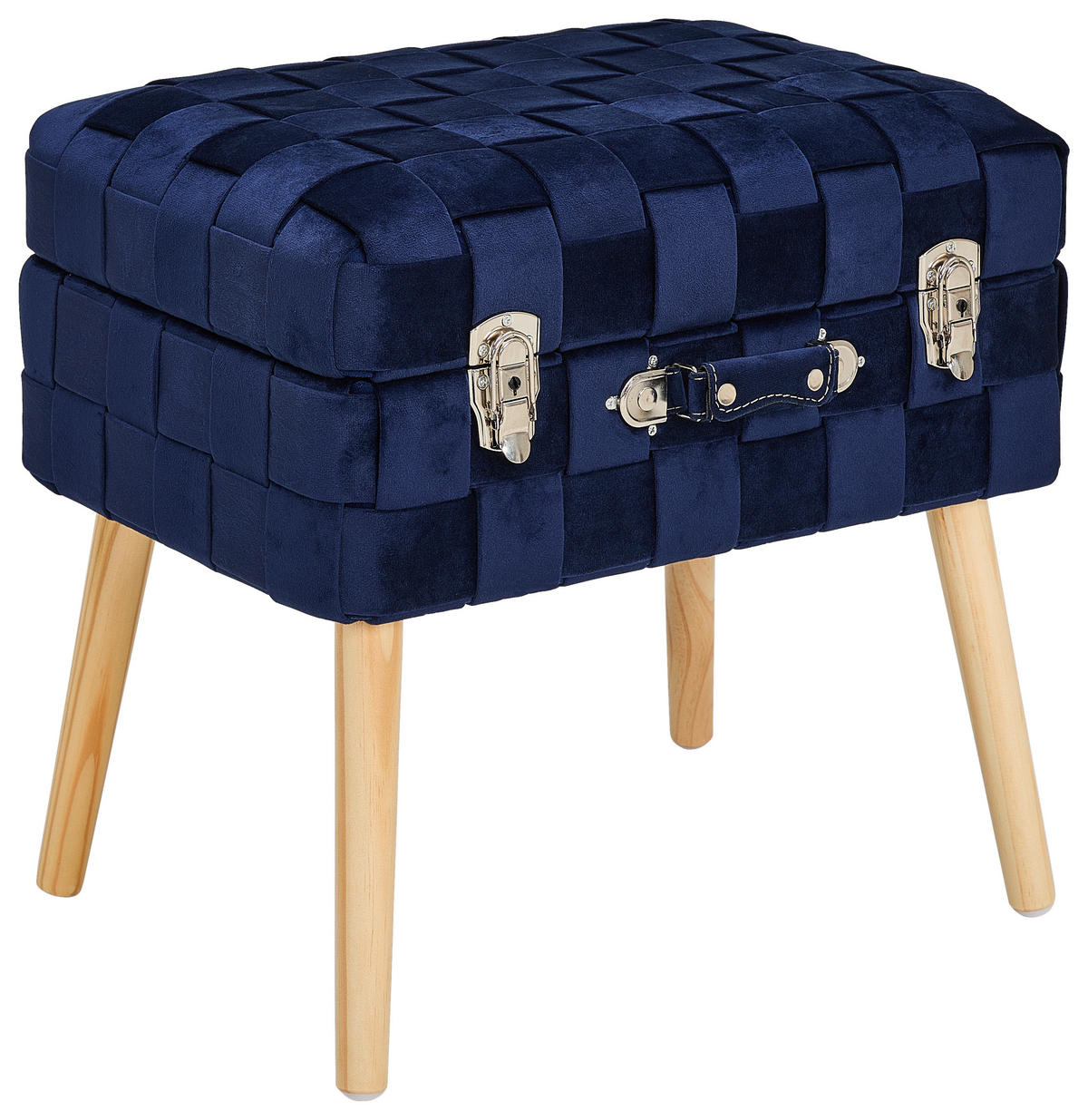 TABURET, dřevo, textil, kompozitní dřevo, 52/47/37 cm - přírodní barvy/tmavě modrá, Trend, dřevo/kompozitní dřevo (52/47/37cm) - Xora