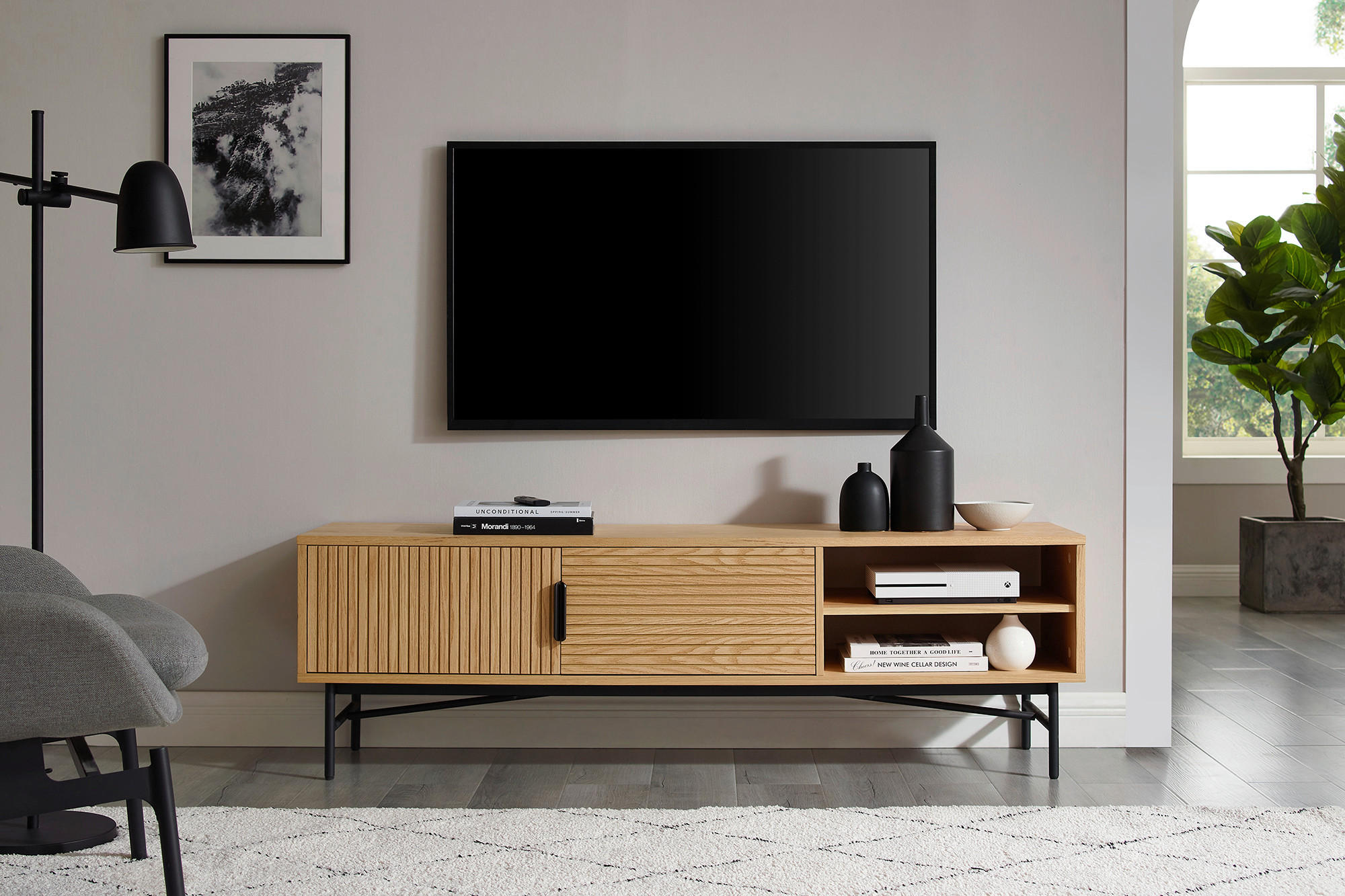 LOWBOARD  in 160/50/40 cm  - Eichefarben/Schwarz, Design, Holz/Holzwerkstoff (160/50/40cm) - Livetastic