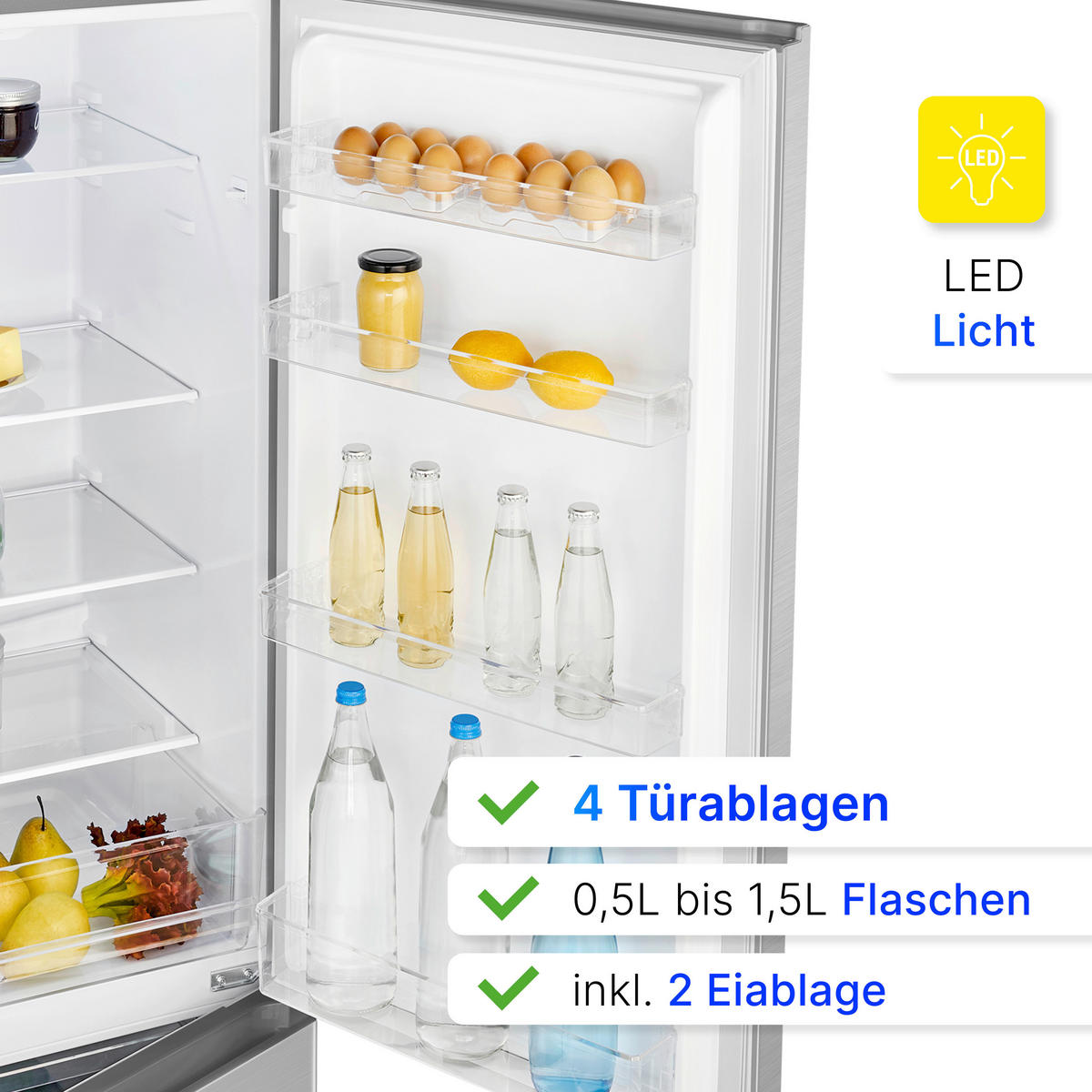 KÜHL-GEFRIER-KOMBINATION 773 539  - Edelstahlfarben, Basics (49,5/143/56,2cm) - Bomann