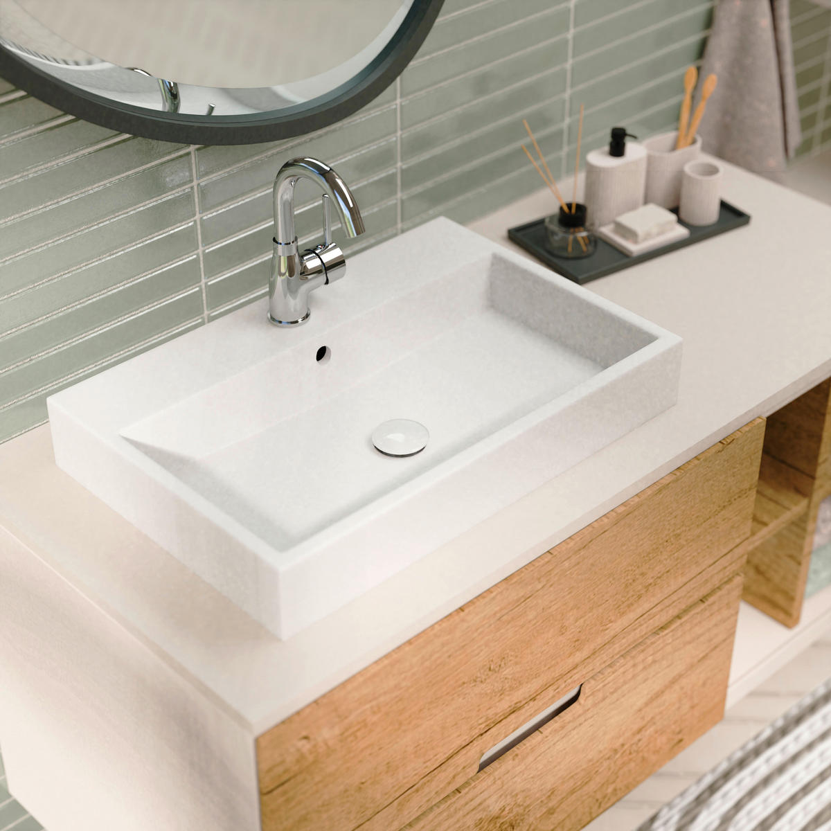 ABLAUFVENTIL  - Chromfarben/Weiß, Basics, Metall (6,5cm) - Schütte