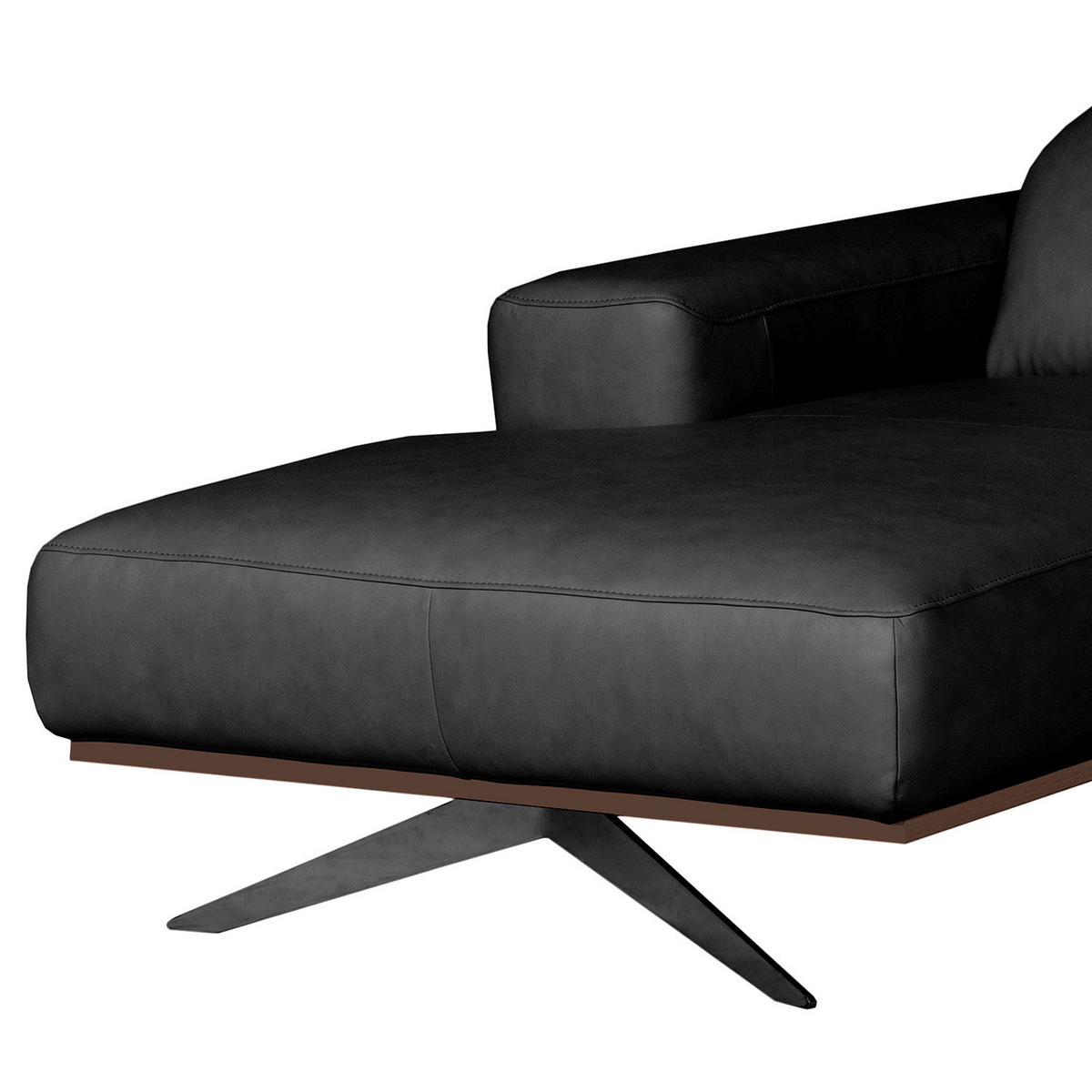 ECKSOFA  in Echtleder Schwarz  187/295 cm  - Schwarz, Design, Leder/Metall (187/295cm) - Livetastic