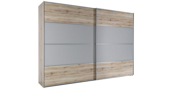 SCHWEBETÜRENSCHRANK in Eichefarben, Hellgrau - Eichefarben/Hellgrau, KONVENTIONELL, Glas/Holzwerkstoff (340/236/68cm) - Cantus